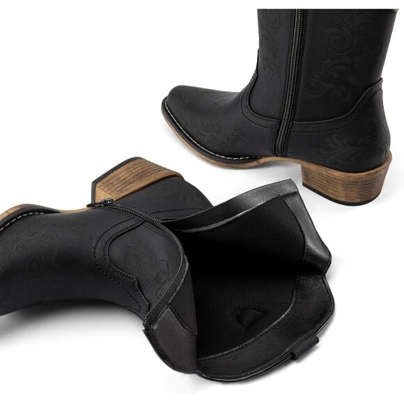 🆕 Women's Western Cowboy Ankle Boots Chunky Heel Square Toe Fall Booties Shoes - Picture 7 of 7